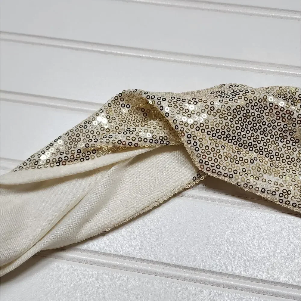 Express Women's Metallic Gold & Cream Sequin Infinity Neck Scarf  One Size